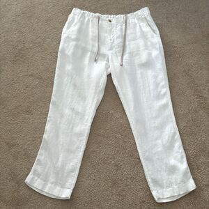 Caribbean White 100% Linen Drawstring Pants Men's Sz 42x32* (actual 39x30)